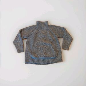 Nua Sweater Womens Large Gray Merino Wool Cashmere 1/4 Zip Ireland